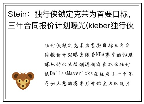 Stein：独行侠锁定克莱为首要目标，三年合同报价计划曝光(kleber独行侠)