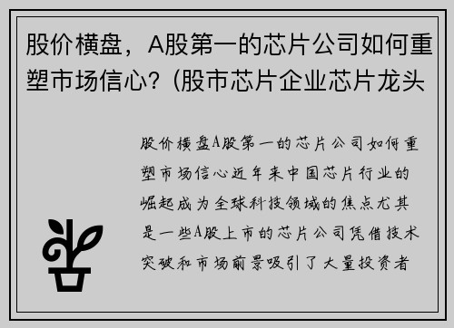 股价横盘，A股第一的芯片公司如何重塑市场信心？(股市芯片企业芯片龙头股)
